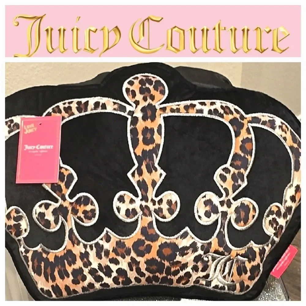 Juicy Couture Home Leopord Print Crown Decorative Accent Pillow